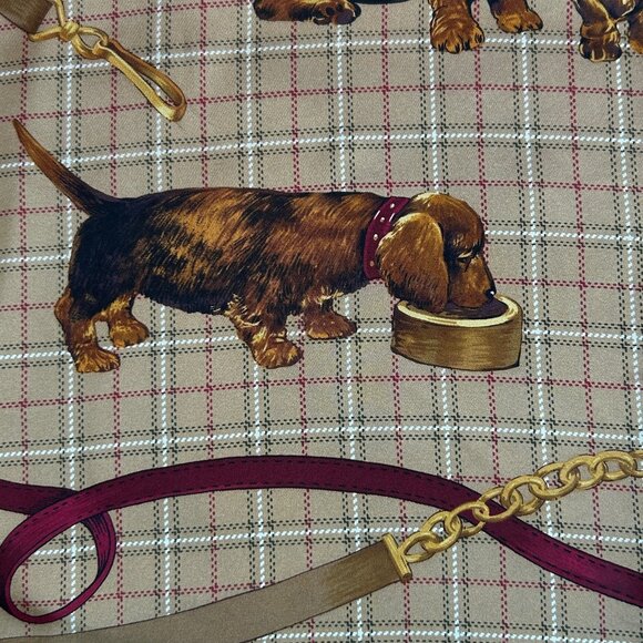 Talbots Vintage 100% Silk Dachshunds Dogs Puppies Square 26” Scarf - Picture 6 of 9